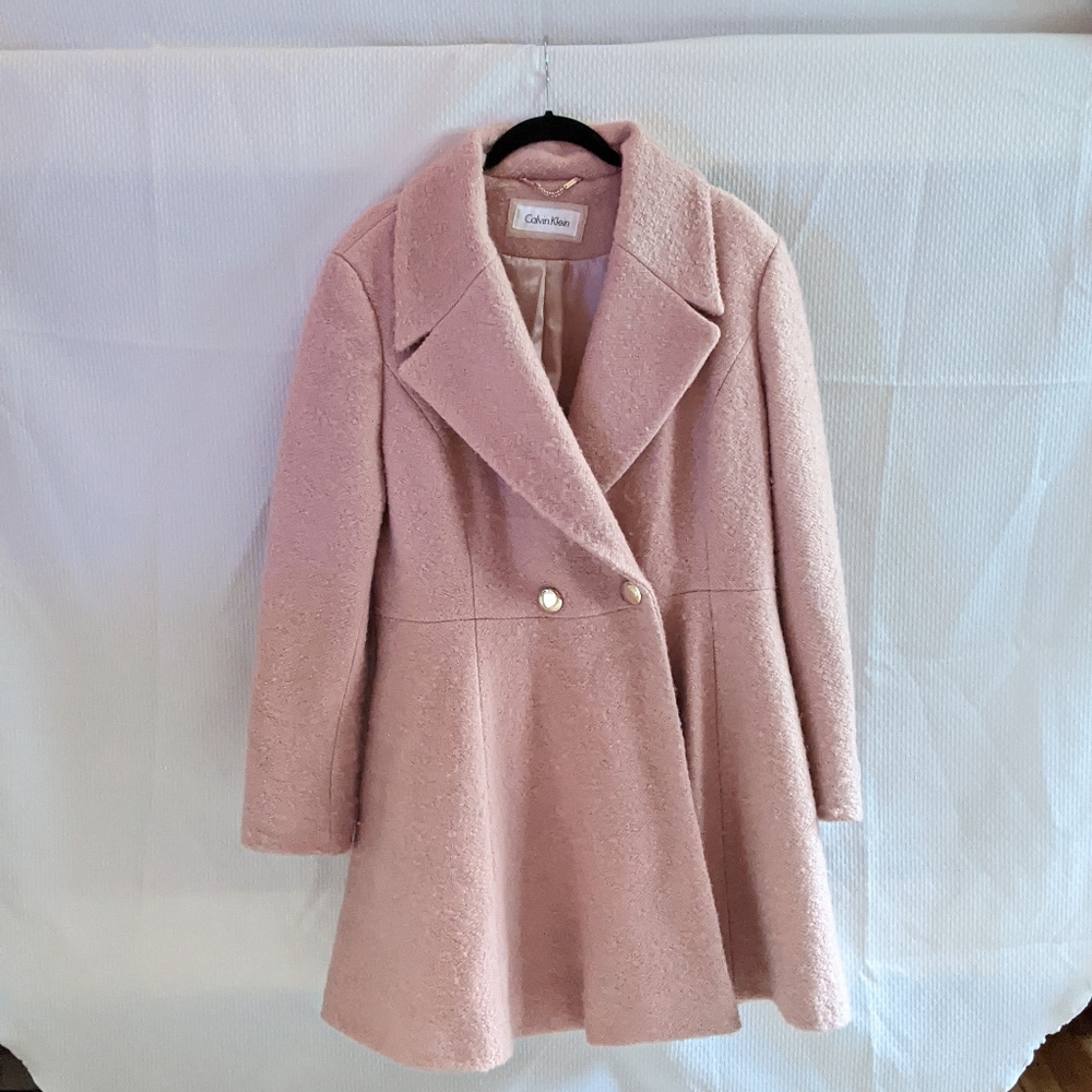 Calvin Klein Pink Wool Coat -XL-
